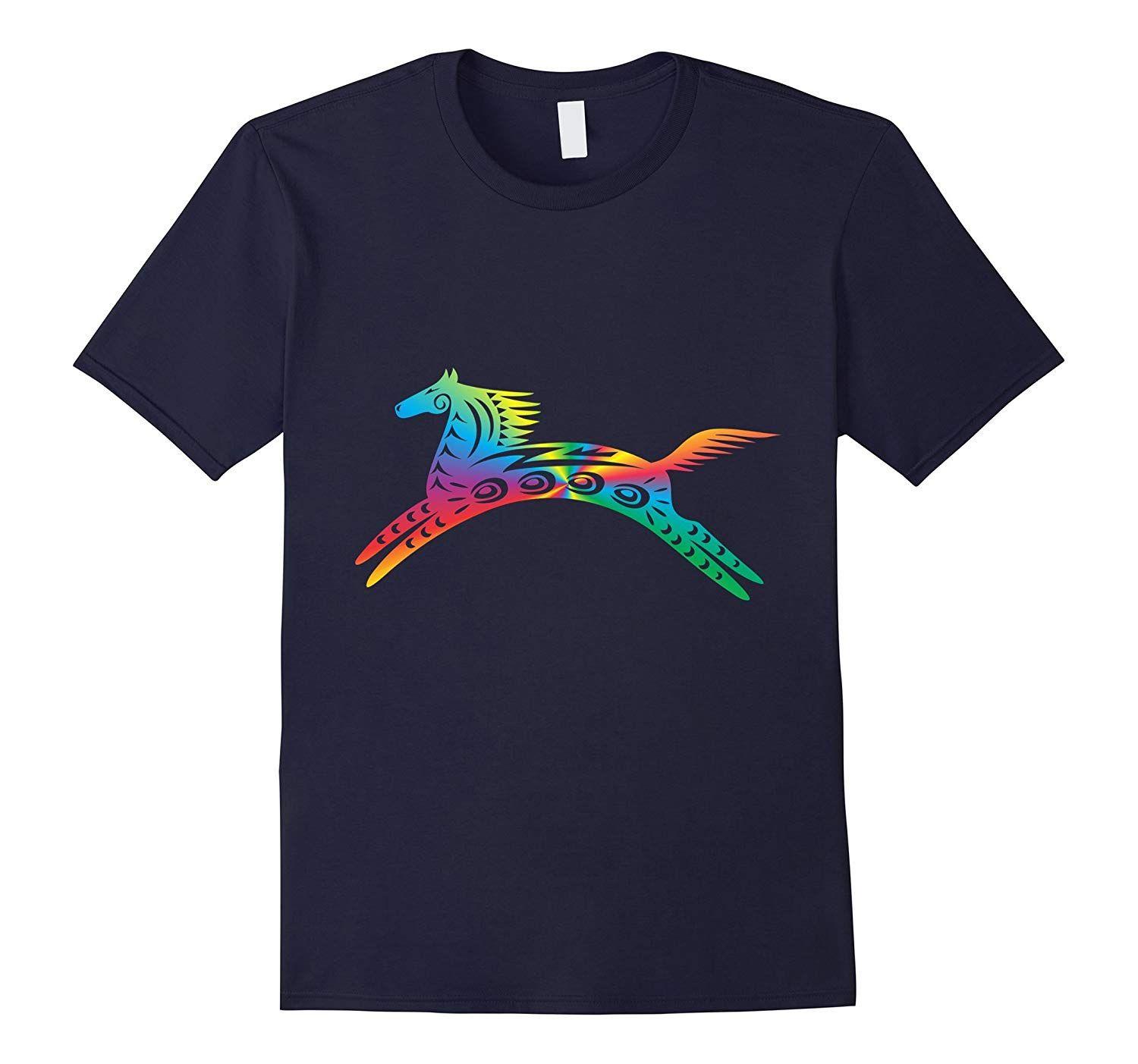 Rainbow Horse Logo - NickerStickers Rainbow Spirit Horse Logo T Shirt FL
