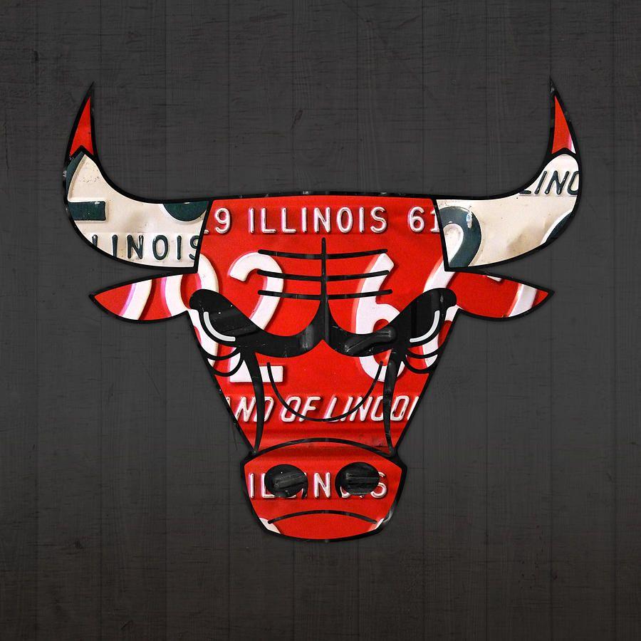 Gray and Red Bulls Logo - Chicago Bulls Basketball Team Retro Logo Vintage Recycled Illinois ...