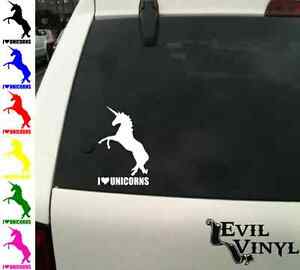 Rainbow Horse Logo - I Love Unicorns Decal Car Window Rainbow Horse Heart Sci Fi Funny