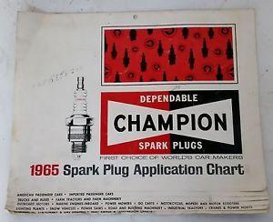 1965 Champion Spark Plug Logo - Vintage Champion Spark Plug Chart 1965 Spark Plug Application Chart ...