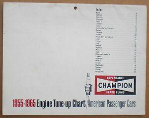 1965 Champion Spark Plug Logo - 1955 1965 Champion Spark Plugs Engine Tune Up Chart American