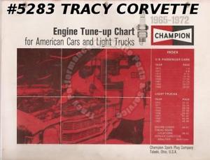 1965 Champion Spark Plug Logo - 1965 1972 Champion Spark Plug Engine Tune Up Chart Passenger Cars