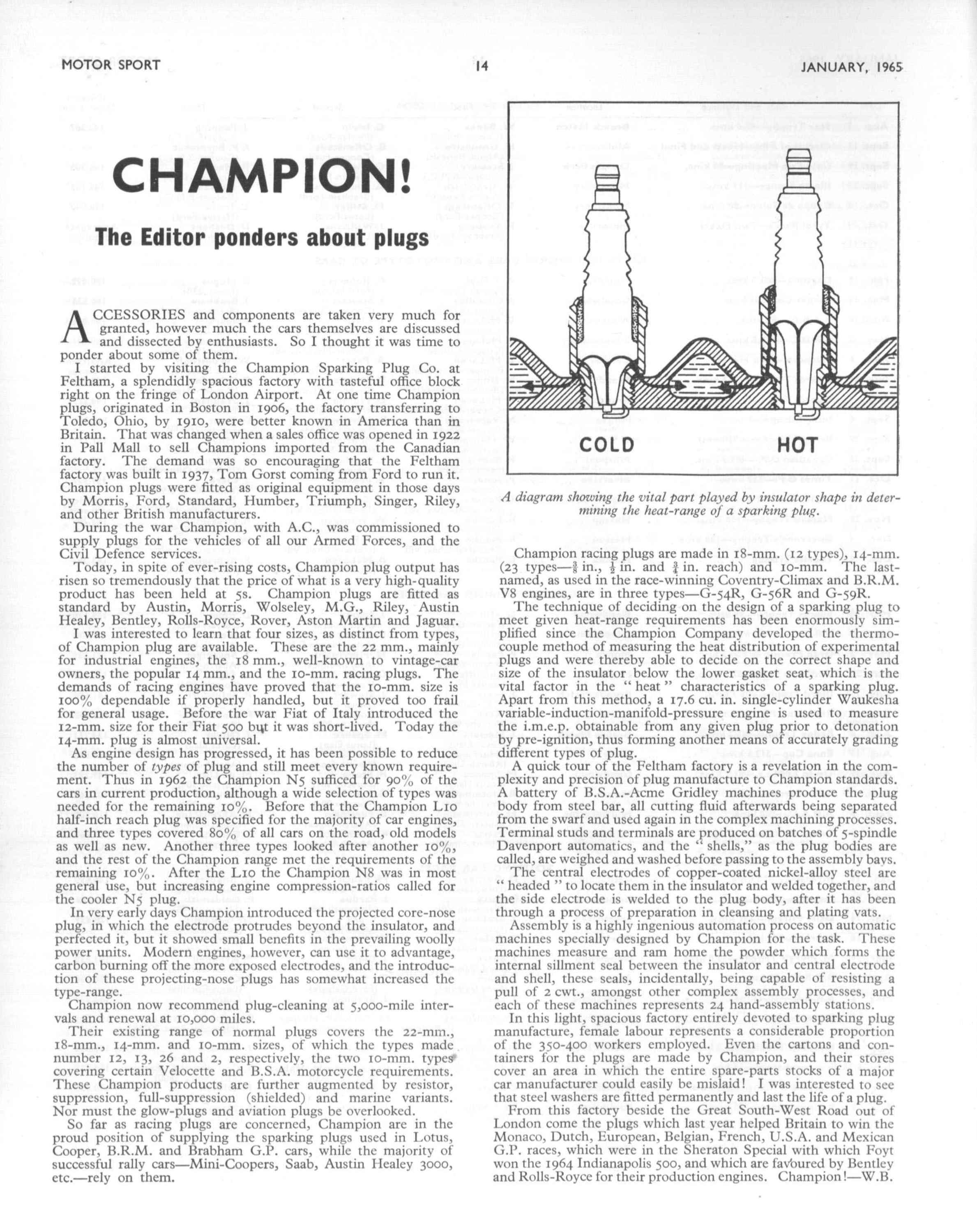 1965 Champion Spark Plug Logo - Champion!. Motor Sport Magazine Archive