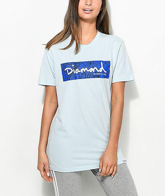 Co Blue Box Logo - Diamond Supply Co. Radiant Box Logo Light Blue T Shirt