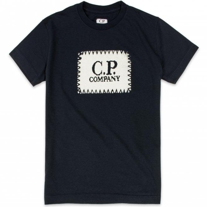 Co Blue Box Logo - C.P. Company CP Company Box Logo T Shirt Navy Blue 04CMTS072A.P