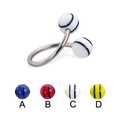 Striped Sphere Logo - Amazon.com: MsPiercing Spiral Barbell With Double Striped Balls, 16 ...