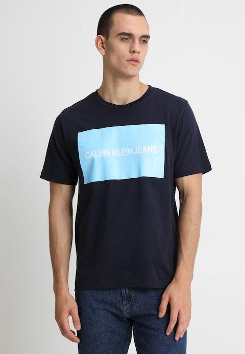 Co Blue Box Logo - Calvin Klein Jeans INSTITUTIONAL BOX LOGO TEE - Print T-shirt - blue ...