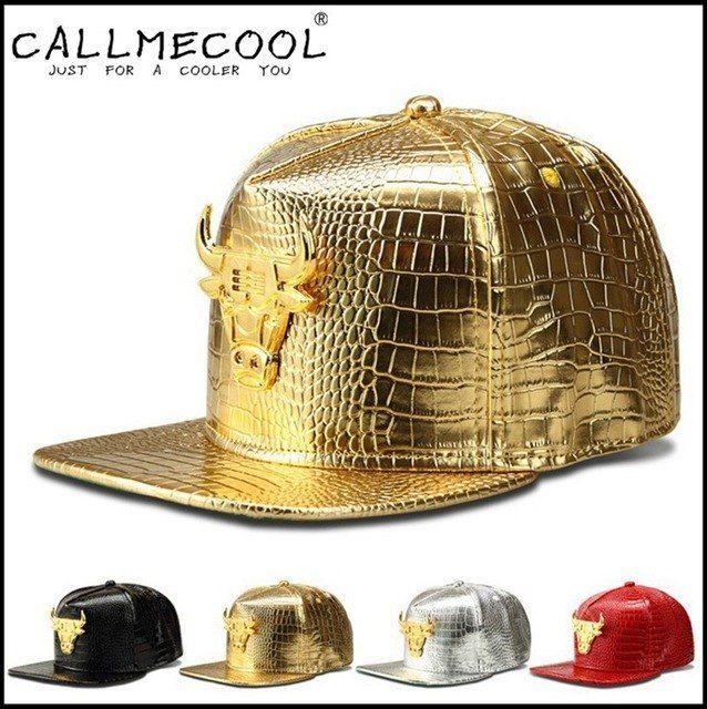 Gold Bull Logo - 2015 Fashion Snapback Baseball Caps Leather Brand Hats With Gold ...