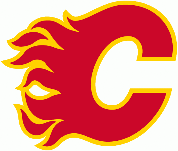 Red and Yellow Sports Logo - Calgary Flames Primary Logo - National Hockey League (NHL) - Chris ...