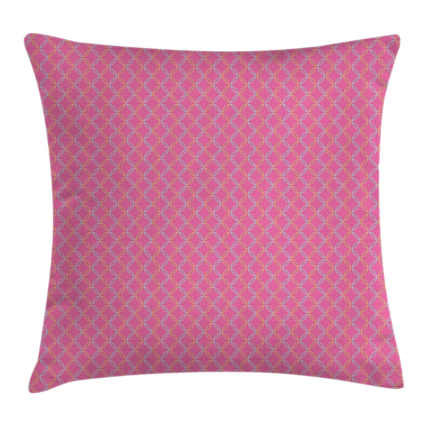Red Square with White Plus Sign Logo - Ambesonne Geometric Throw Pillow Cushion Cover, Circular
