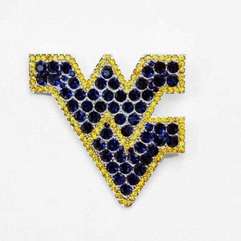 WV Mountaineer Logo - West Virginia WVU Mountaineers Crystal Logo Pin, WVU Blue and Yellow ...