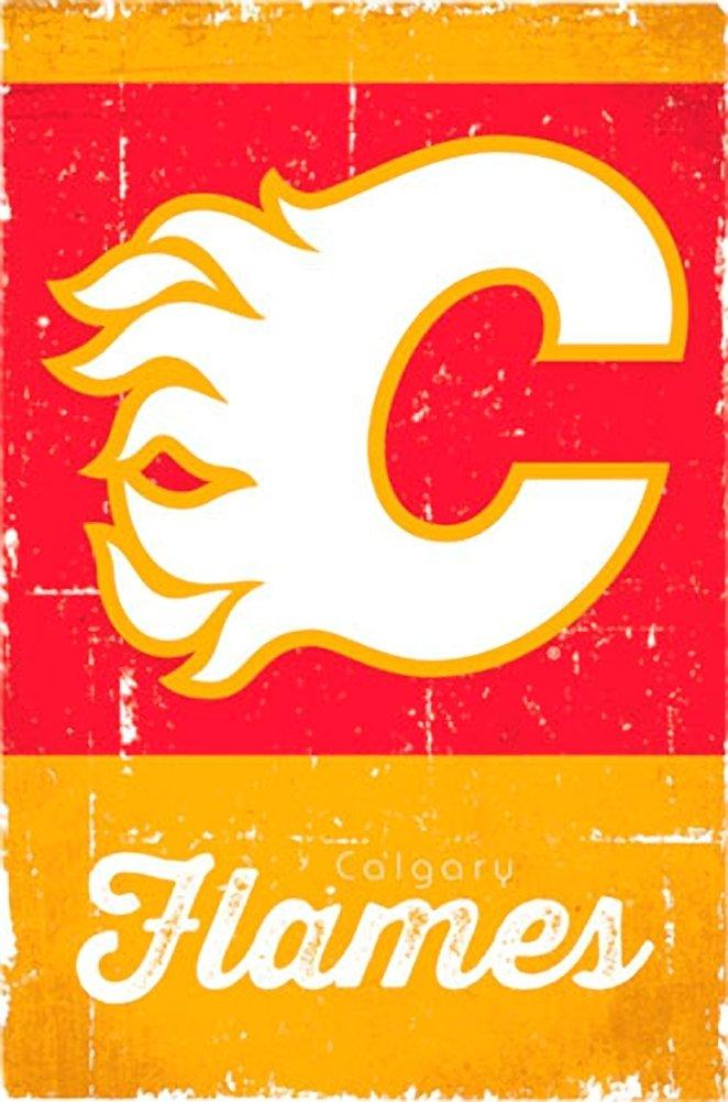 Calgary Flames Logo - Calgary Flames Retro Logo 13 Wall Poster