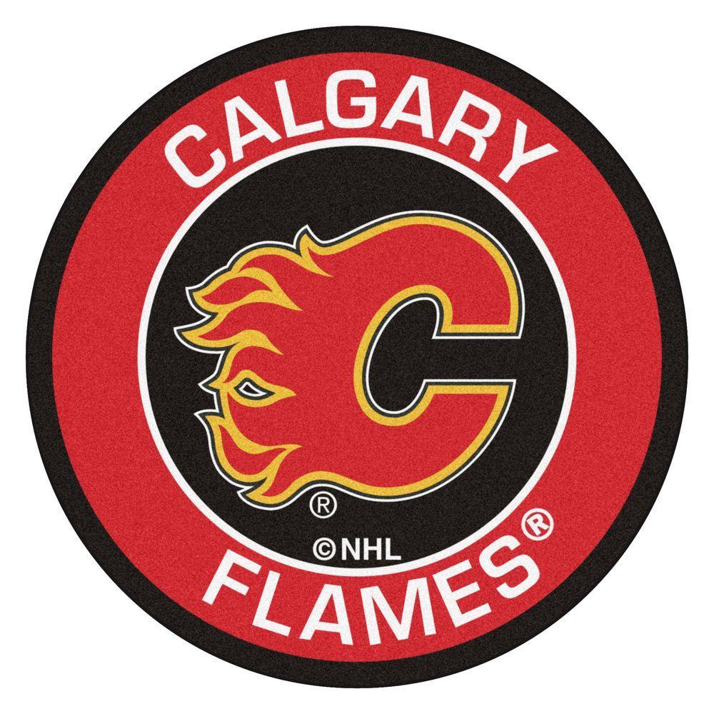 Calgary Flames Logo - FANMATS NHL Calgary Flames Red 2 ft. x 2 ft. Round Area Rug-18865 ...