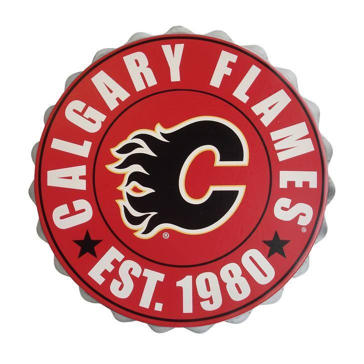 Calgary Flames Logo - Forever Collectibles Calgary Flames Bottle Cap Wall Logo