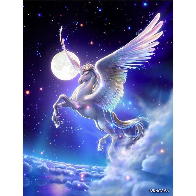 Flyong White Horse Logo - FULL DIY Diamond Painting 5D Cartoon Flying White Horse Gifts