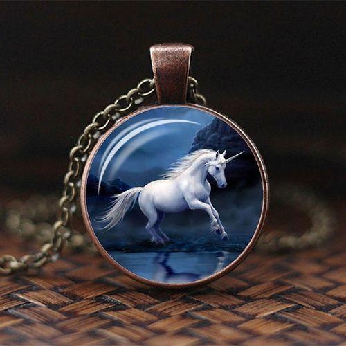 Flyong White Horse Logo - Vova | Full Moon Flying White Horse Glass Dome Pendant Silver Chain ...