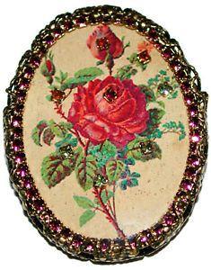 Oval Cameo with Red Logo - Michal Negrin Red Rose Floral Oval Cameo Purple Crystals Rhinestones ...