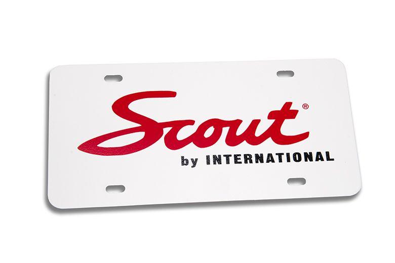 International Scout Logo - Cursive Scout Logo License Plate - International Scout Parts - Scout ...