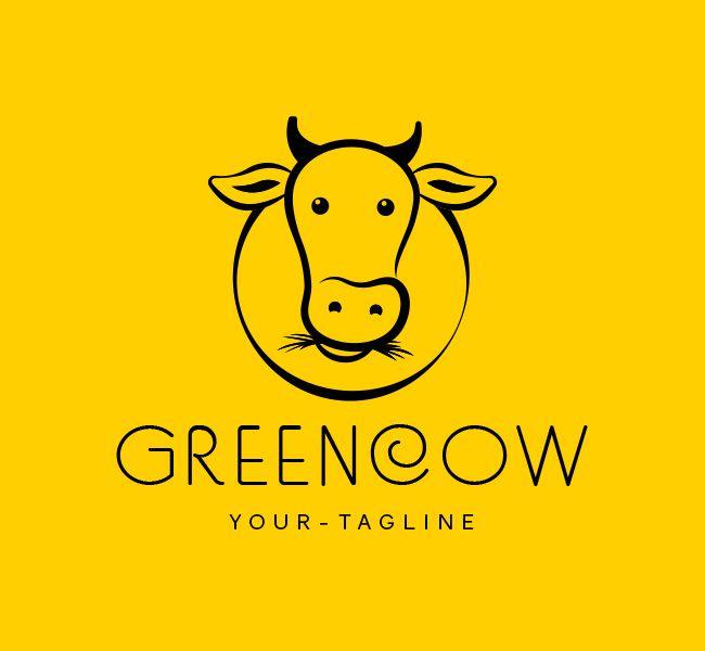 Yellow Cow Logo - Green Cow Logo & Business Card Template Design Love