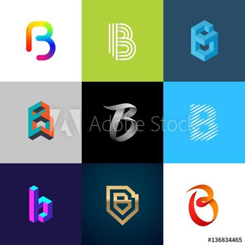 Striped B Logo - Letter B big logo pack. Creative vector monograms. Striped, ribbon