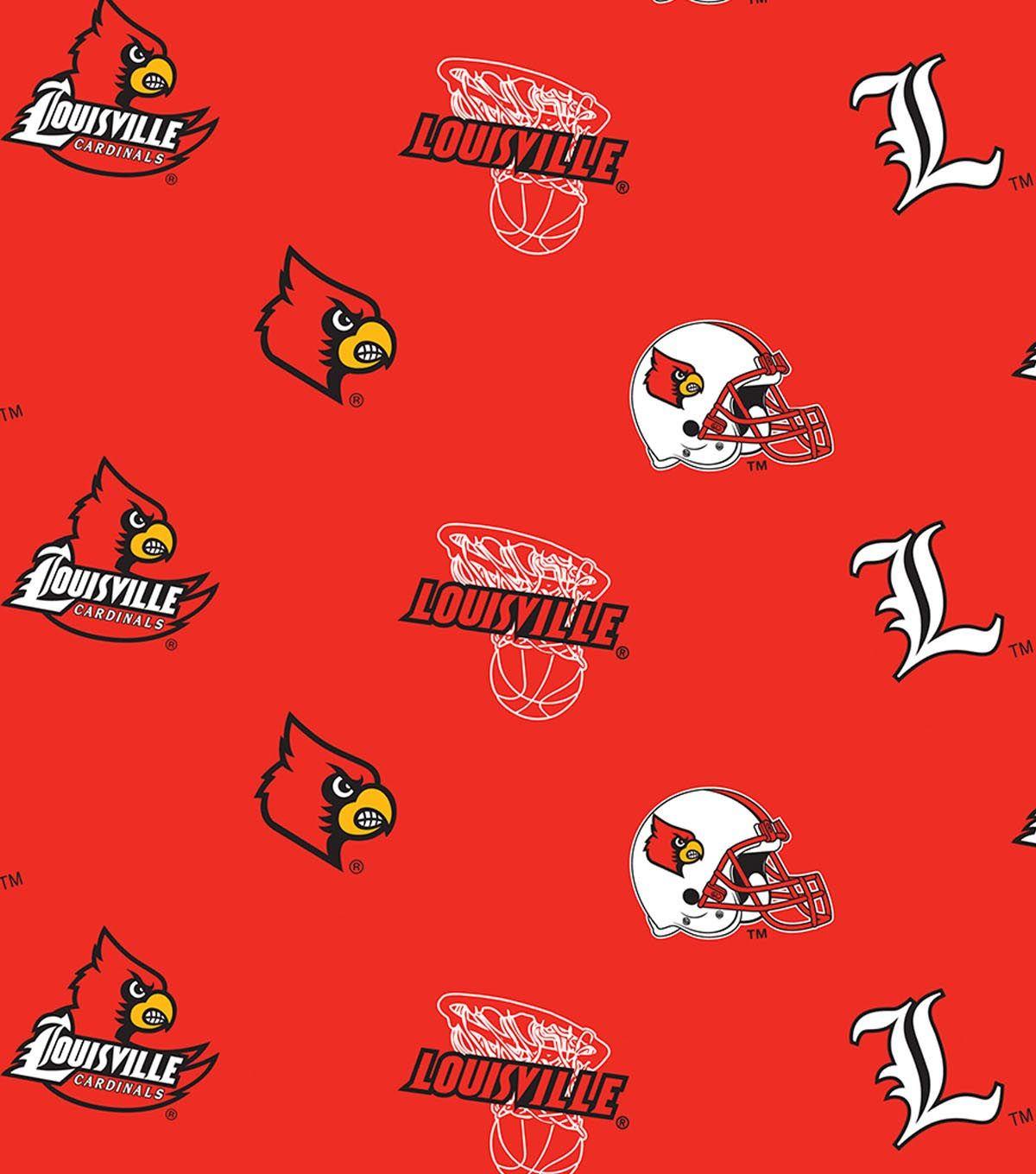 University of Louisville Cardinals Logo - University of Louisville- NCAA Allover Fleece Print Fabric | JOANN