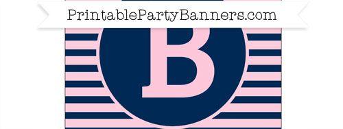 Striped B Logo - Pink and Navy Blue Swallowtail Horizontal Striped Capital Letter B