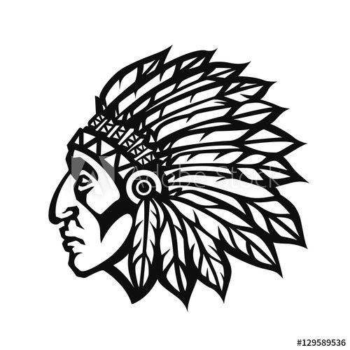 Native American Sports Team Logo - Native American Indian Chief head profile. Mascot sport team logo ...