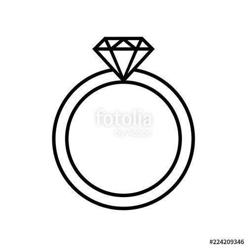 Expensive Jewelry Logo - Line icon of ring with diamond or other gem. Engagement or marriage ...