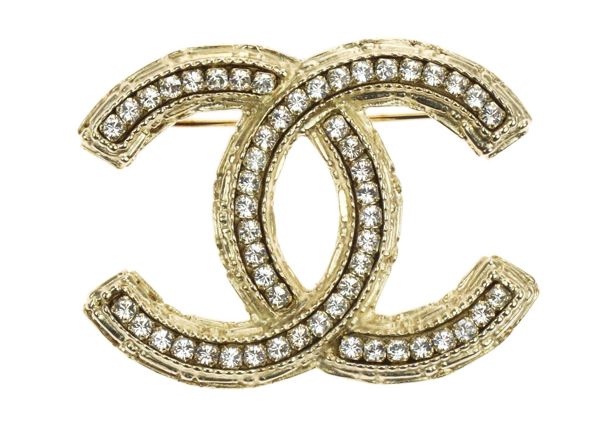 Expensive Jewelry Logo - Chanel A12 Crystal CC Logo Brooch. Products. Chanel