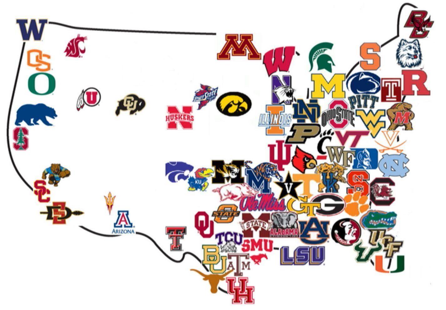 College Football Team Logo - The Winningest College Football States in America: The Bottom Half ...