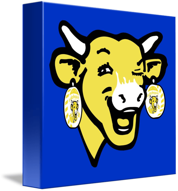 Yellow Cow Logo - The Laughing Cow Pop 3 on Blue)