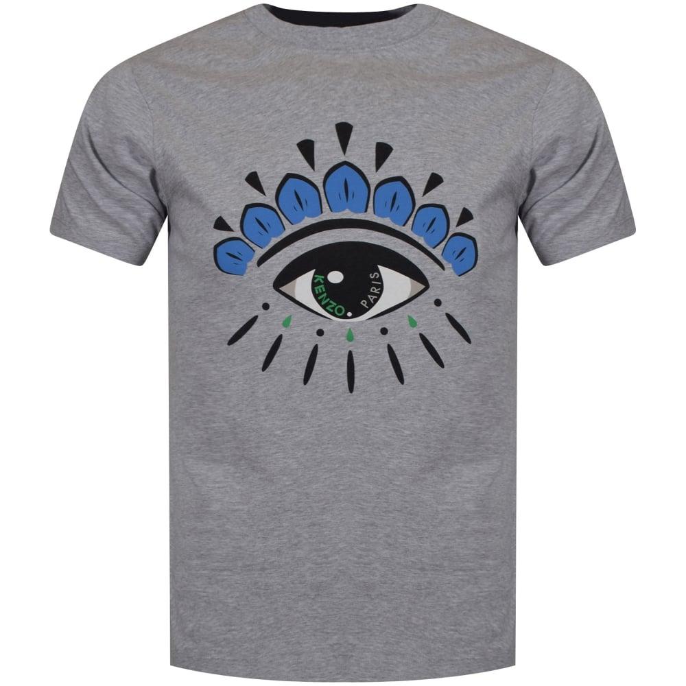Grey and Blue Logo - KENZO Kenzo Grey/Blue Eye Logo T-Shirt - Men from Brother2Brother UK