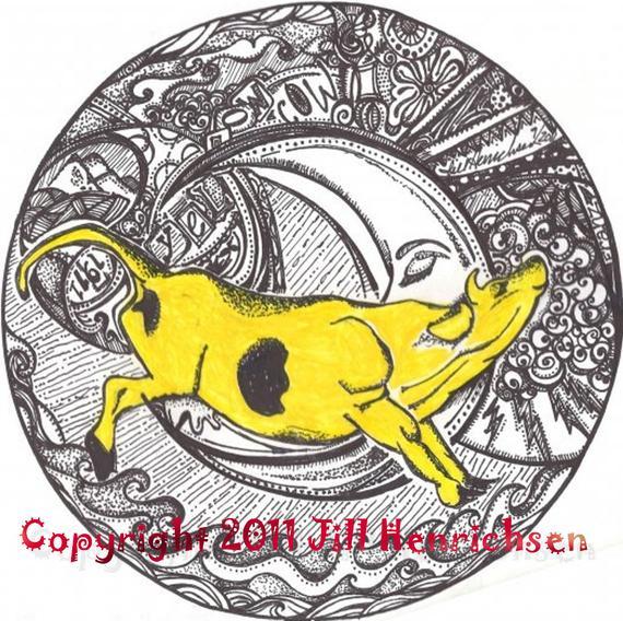 Yellow Cow Logo - Yellow Cow Jumps Over the Moon Motif Franz Marc Tribute