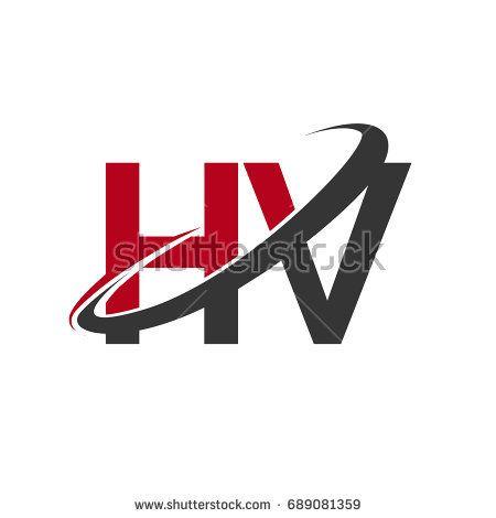 Red and White Triangles Company Logo - HV initial logo company name colored red and black swoosh design ...