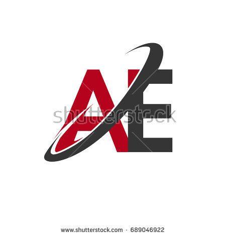 Red and White Triangles Company Logo - AE initial logo company name colored red and black swoosh design ...