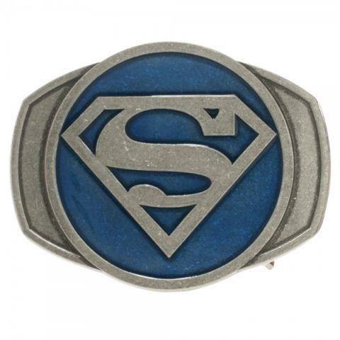 Blue and Silver Superman Logo - Superman Blue Silver Antique Pewter (Belt Buckle)