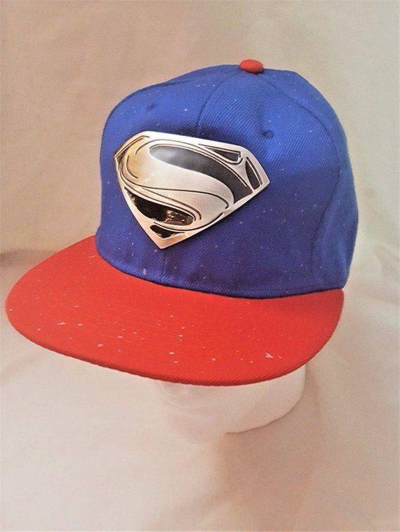 Blue and Silver Superman Logo - DC Superman Silver w/ Black Logo on Red Trim Snap-back Blue | Etsy