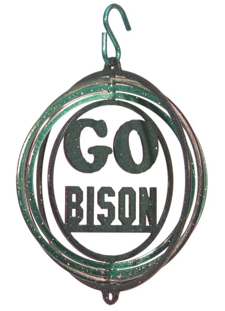 Go Bison Logo - NDSU Go Bison Metal Swirly Wind Spinner - One Herd NDSU Bison Gear