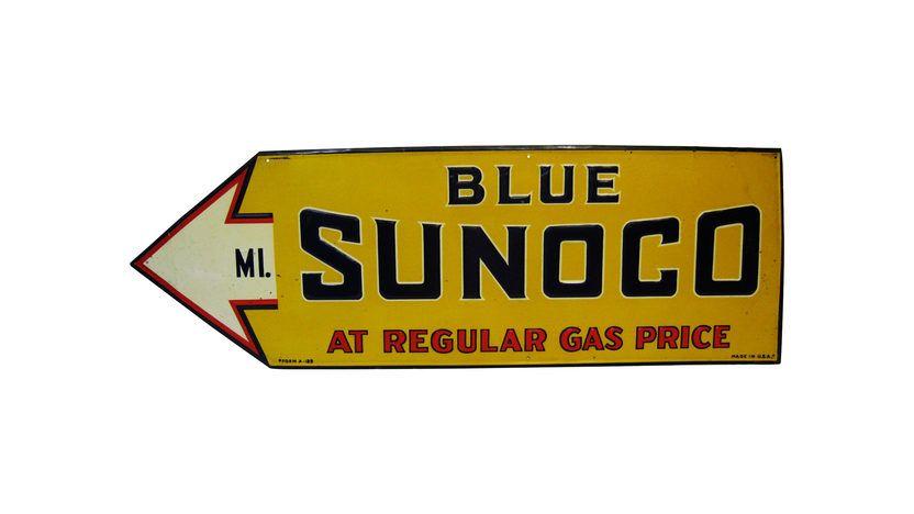 Sunoco Gas Station Logo - Blue SUNOCO Gas Station Ahead Arrow Sign SST 26x12. Z297