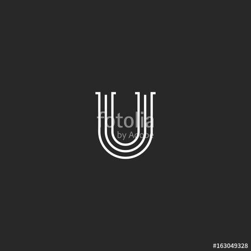 U of a Black Logo - Retro letter U logo monogram, thin parallel lines medieval style ...