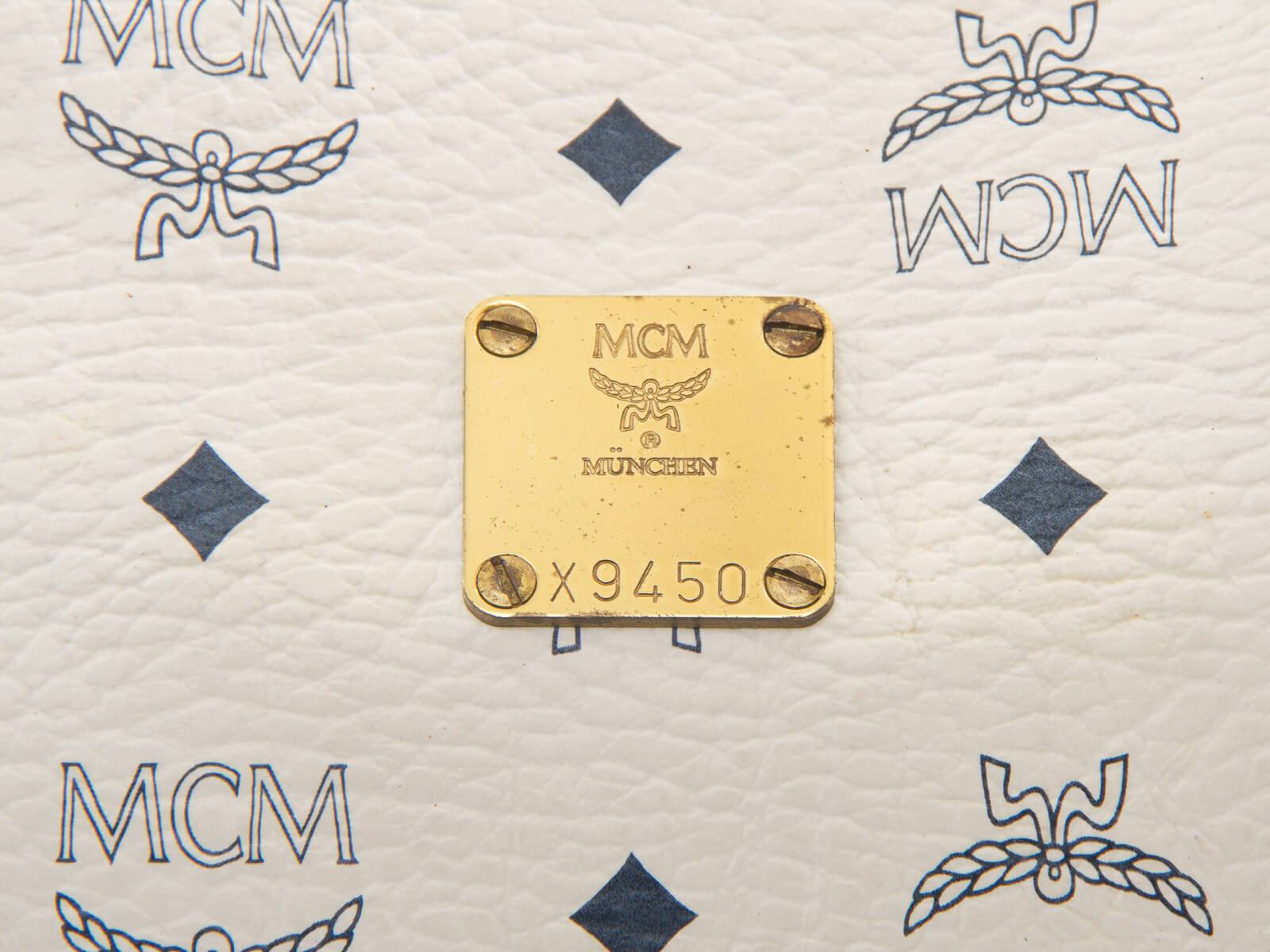 MCM Pattern Logo - Authentic MCM Logos Visetos Pattern Navy Blue/White large duffle bag ...