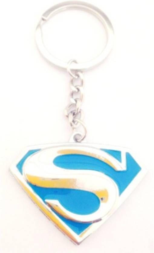 Blue and Silver Superman Logo - DSC Superman Metal Blue Silver Keychain Key Ring Locking Key Chain ...