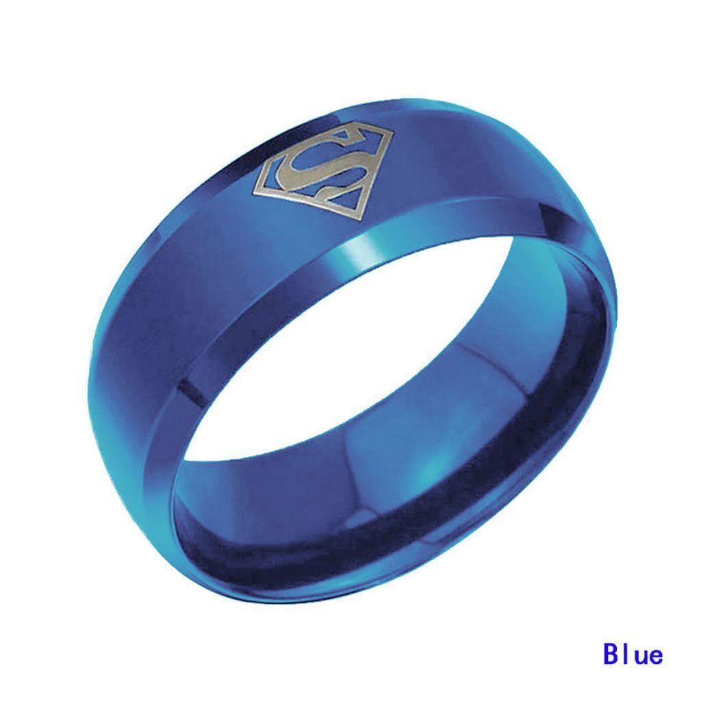 Blue and Silver Superman Logo - 8mm Blue Stainless Steel Superman Ring in 2019 | Jewelry | Pinterest ...