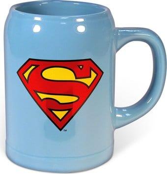 Blue and Silver Superman Logo - DC Comics - Superman - Logo - Blue 22 oz. Ceramic Stein - Silver ...
