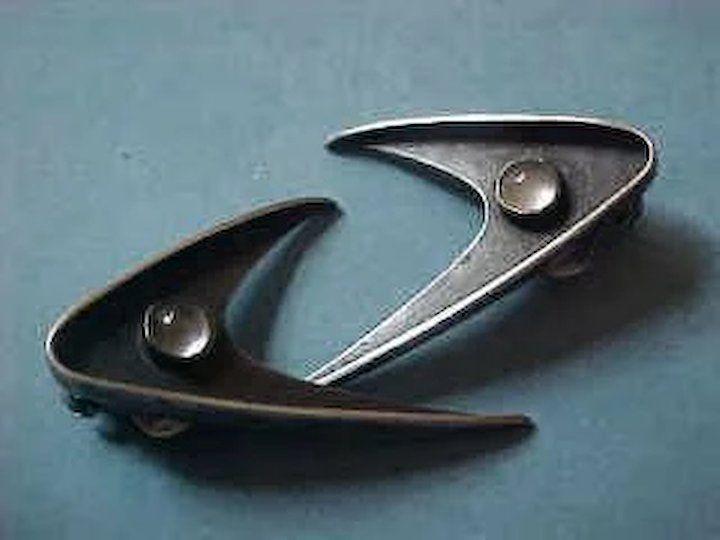 2 Silver Boomerangs Logo - Ed Wiener Modernist Sterling Silver Boomerang earrings with ...
