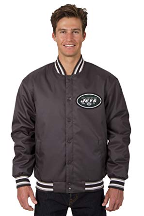 Small New York Jets Logo - New York Jets Jacket Poly-Twill Charcoal Grey Sports Jacket ...