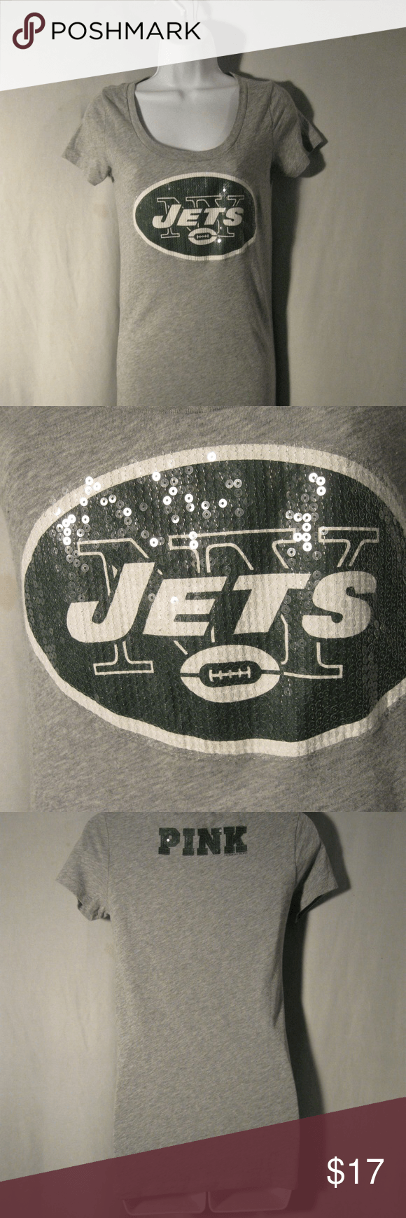 Small New York Jets Logo - Victoria's Secret Pink NY Jets Sequin T Shirt XS | My Posh Closet ...