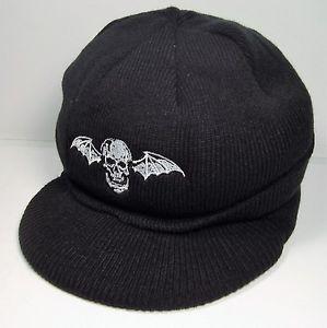 Rev Death Bat Logo - AVENGED SEVENFOLD PROMO KNIT CAP HAT W/ VISOR foREVer THE REV