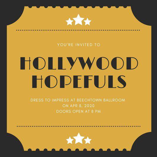 Yellow Ticket Logo - Black and Yellow Ticket Hollywood Invitation