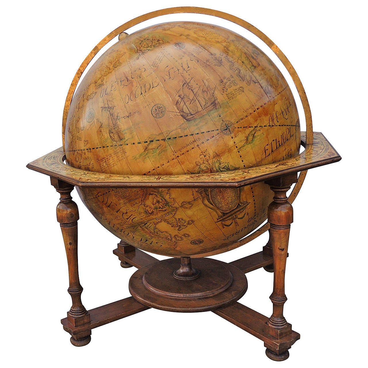 Antique World Globe Logo - Monumental Vintage World Globe with Celestial Markings in Beautiful